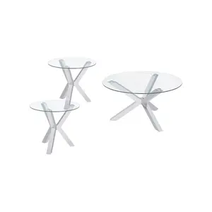 Kenzie 3-piece Round Coffee and End Table Set Chrome