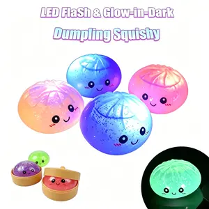 Expressive Big Dumpling LED FlaSh &Glow-in-the-Dark Squishy- Blind Box, Mysecret BunFidget Toy, Soft TPR Material, Stress Relief, UnboxingSurprise, Random Style per Pack.Valentine's Day andEaster gifts, suitable for children to exchange gifts
