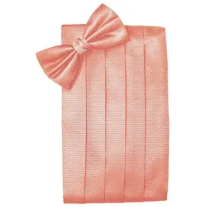 Coral Herringbone Cummerbund