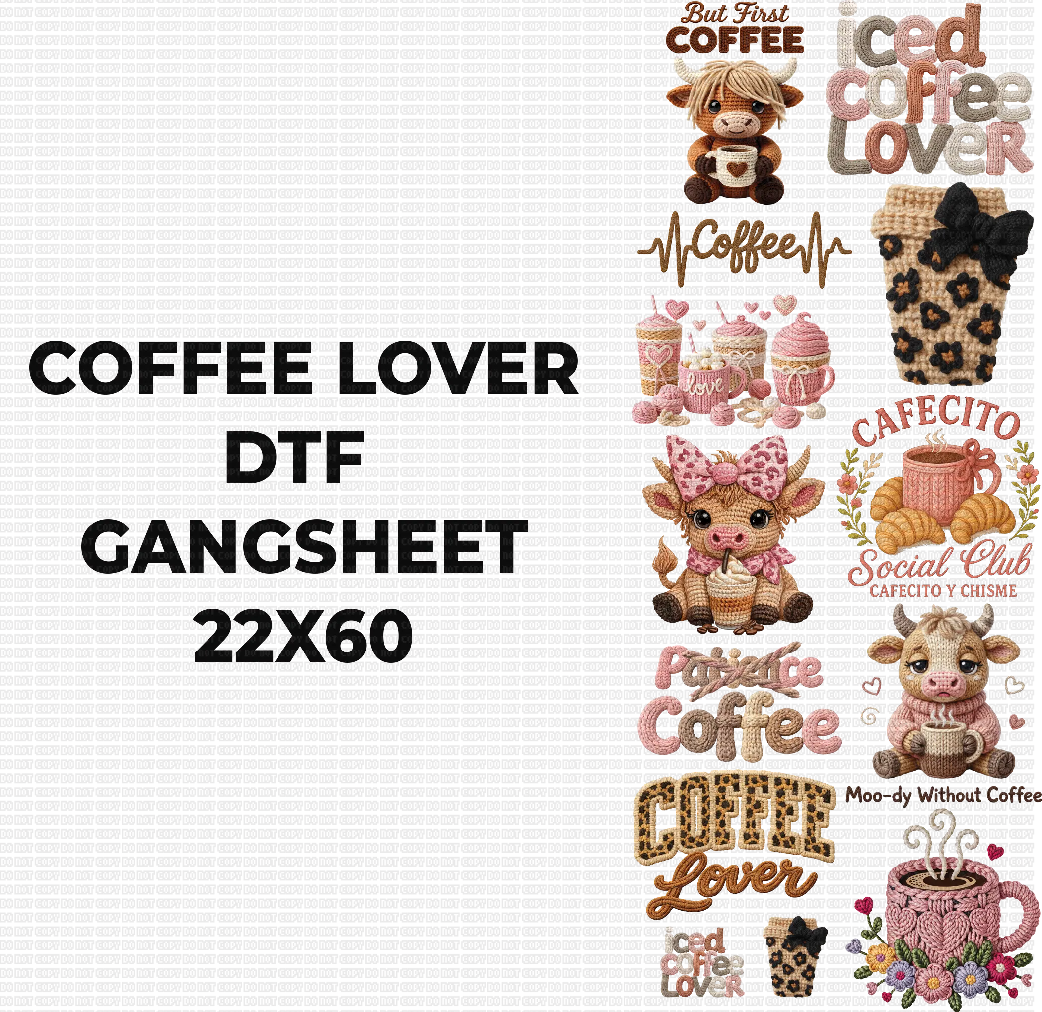 COFFEE LOVER DTF GANGSHEET FOR SHIRTMAKING COFFEE LOVER DTF GANGSHEET FOR SHIRTMAKING
