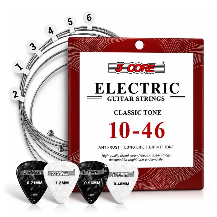 5 Core Guitar Strings Nickel Plated Acoustic Electric Guitar String Set w Picks