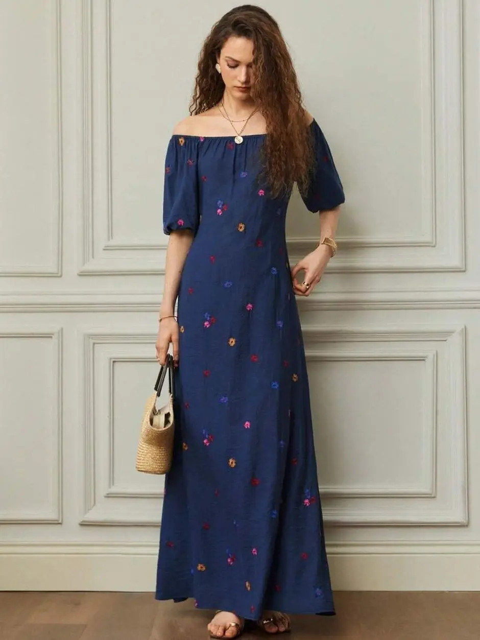 Women's Off Shoulder Vacation Dress, Solid Color Casual Summer Dress, Elegant Beach Holiday Mini Dress, Flowy Resort Sundress for Travel, Party, Vacation