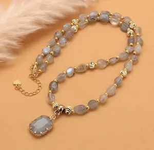 N311- Healing Gemstone Crystal Natural Stone Opal Necklace!