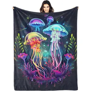 Jellyfish Blanket - Soft, Warm & Cozy Flannel Throw for Kids, Women & Adults - 50x60in
