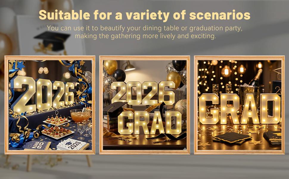 2026 Graduation Decorations - 1FT Marquee Light Up Number For 2026 Graduation Decorations , Suitable For Decoration At Kindergarten, Preschool, High School, And College Graduation Parties