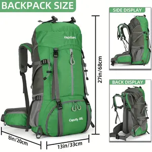 60L Waterproof Light Walking Backpack Belt Rain Cover and Shoe Compartment Outdoor Sports Trip Backpack
