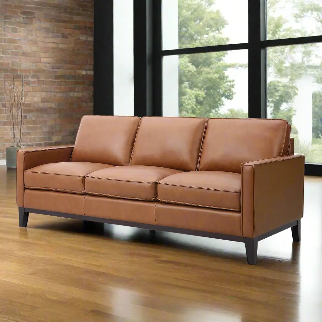 Samhara Top Grain Leather Sofa - Chestnut