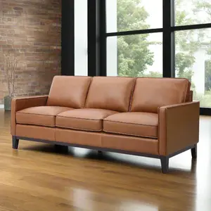 Samhara Top Grain Leather Sofa - Chestnut