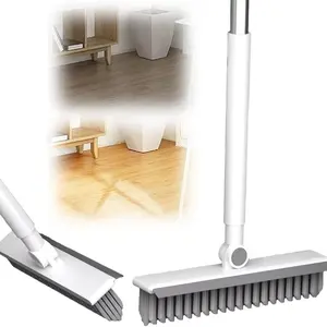 Floor cleaning brush, 2026 new model tile cleaning brush with wiper, multi-functional V-shaped cleaning brush, heavy-duty wall cleaning brush for bathrooms reusable UV-protective bamboo charcoal cloth, thick and reusable magic mirror cleaning cloth