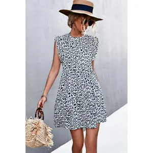 Leopard Round Neck Mini Dress