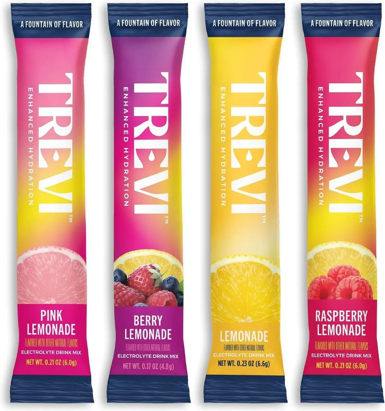 TREVI™ Everyday Sugar Free Electrolytes - Essential Drink Mix Hydration Powder Packets - 28 Count - Lemonade Variety Pack - Lemonade, Pink Lemonade, Raspberry Lemonade, Berry Lemonade