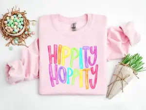 Hippity Hoppity Easter Sweatshirt, Funny Bunny Shirts, Cute Easter Gift, Easter Shirt, Peeps Shirt, Peeps Shirt, Easter Family Tee | 0066