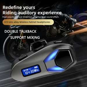 K13 2X Bluetooth Intercom Headset, IP65 Waterproof, 40H Long Battery Life, Stereo Sound Outdoor Headphone, Universal Riding Helmet Intercom for Motorcycle Cycling