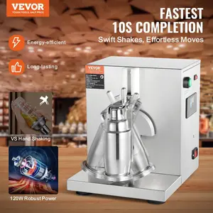 VEVOR Milkshake Maker Machine, 120W Commercial Milk Tea Shaker Machine, Single Head Milk Shake Mixer Machine, 0-180s Adjustable Milkshake Blender, with 750 ml Stainless Steel Cup, for Milk Tea Store