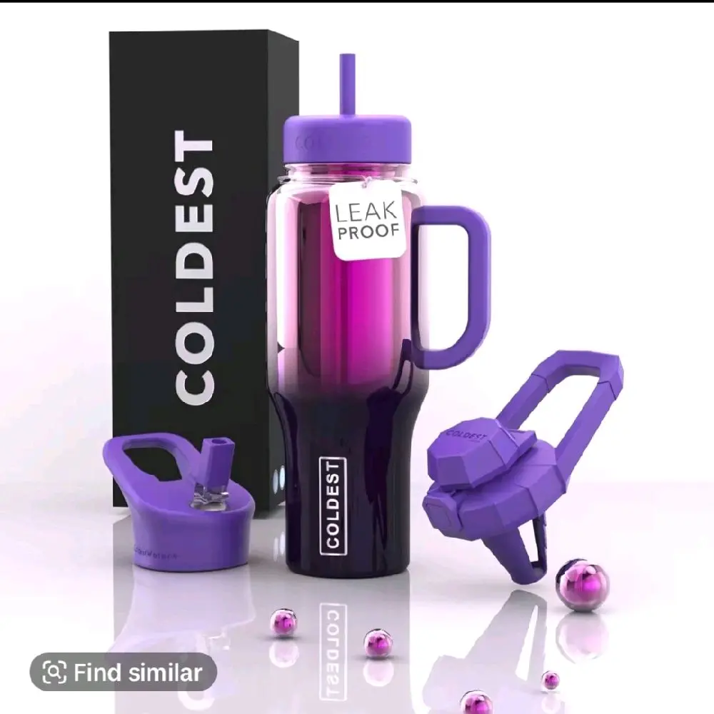 COLDEST 36oz Tumbler |  100% Spill Proof Tumbler with Straw (3 Lids) - Stainless Steel Insulated Leakproof Tumblers for Women & Men - 40 oz Tumbler with Handle and Straw