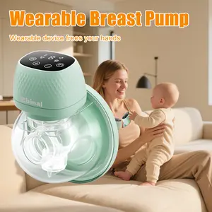 Ebinal 2Pcs Hands Free Breast Pump, Wearable Breast Pump Electirc Portable with 3 Modes & 9 Levels, Strong Suction 19/22mm Flange Inserts Wearable Breastfeeding Pump,1 pc(Green）