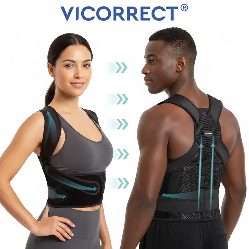 VICORRECT Pro Series Posture Corrector Back Brace - Lightweight Breathable Mesh Fabric, Adjustable Back Straightener, Fully Customizable Straps, Hunchback Orthotic, Neck & Shoulder Support, Abs Rods, Boost Growth, for Adults (Youth Compatible)