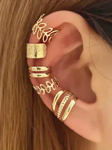 Women Leaf-Shaped No Piercing Clip-On Coin Slot Earrings Set, Silver Color Jewelry, Elegant Design, Daily Wear & Gift Recommendation, Dainty Fashion Jewelry, Trendy Jewelry