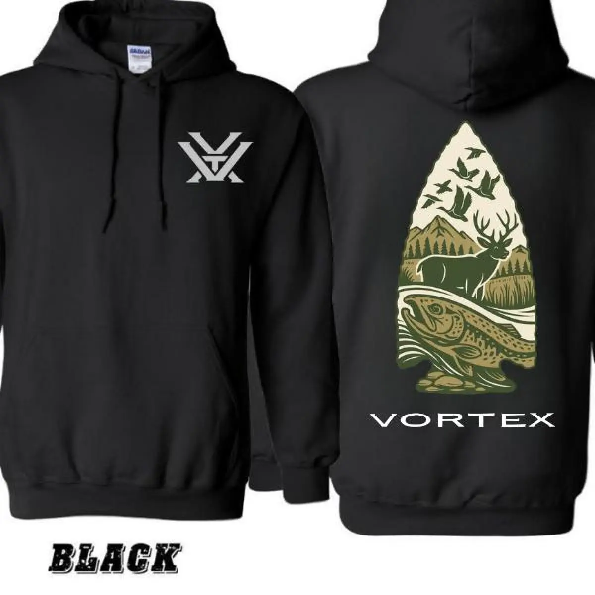 Vortex Arrowhead Deer And Fish Hoodie – Outdoor Hunting & Fishing Wilderness Sweatshirt cotton gift tee soulja boy outfit christian clothing gorlock destroyer shirt
