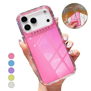 Candy Color Smartphone Case for Multiple iPhone Models (17/16/15/14/13/12 Pro Max) - Durable 3-Layer Anti-Drop Shockproof Heavy Duty Bumper Handheld Casing, Crystal Mobile Phone Accessories
