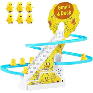 Electric Duck Stair Climbing Toy Set, Includes 6 Baby Ducks, Light and Sound Buttons, Ideal Gift for Kids Aged 3+, Batteries Not Included