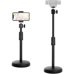 Webcam Stand for Desk, Webcam Tripod Camera Stand with Phone Holder Desktop Webcam Mount for  Webcam C920 C922 C925e C922x C930e C930 C615 and BRIO