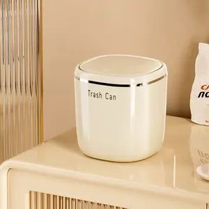 Desktop Trash Can Press Type Car Home Office Table Storage Bin Garbage Pail Living Room Luxurious Finish Miscellaneous Bucket