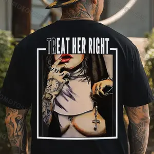 TREAT HER RIGHT Sexy Nun Print Men's T-shirt