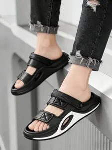 2026 new style wear-resistant, non-slip thick-soled flip-flops with color-block design, EVA breathable two-color splicing, soft upper, couple's summer sandals