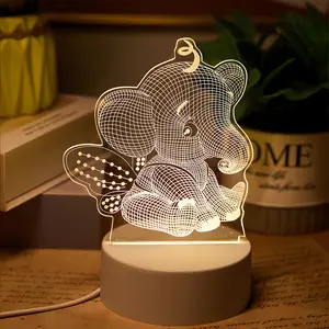 USB Creative Night Light, Angel Elephant Animal Lamp, Home Decor, Desktop, Living Room, Bedroom, Birthday Gift, Energy Saving, Durable, Nightlight For Bedroom