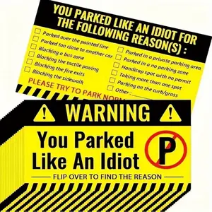 You Parked Like an Idiot - 50/100 Pack Funny Prank Cards with Humorous Checklist for Bad Parking - Fun Prank Cards for Practical Jokes - Compact & Weather-Resistant