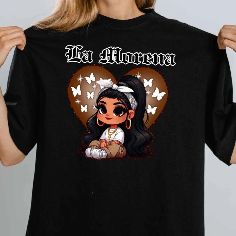 La morena Tshirt, chicana chola Shirt Sweatshirt Hoodie brown old school backdrop Unisex Tee