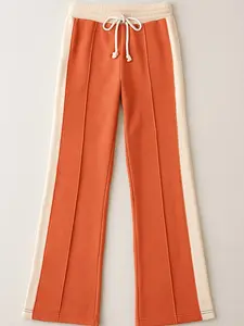 Rust Lounge Pants - Women's Casual All-Seasons Plain Bottoms, Basic Minimalist Style, Soft Cotton Blend, True to Size Fit