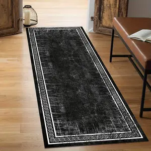 1pc Easy Black-Framed Long Rug, Christmas Decoration, Indoor And Outdoor Printed Mat, Nordic Bohemian Style Carpet, Suitable for Outdoor Patios, Hallways, Living Rooms, Bedside in Bedrooms, Dining Rooms, Balconies, Kitchens, Laundry Areas