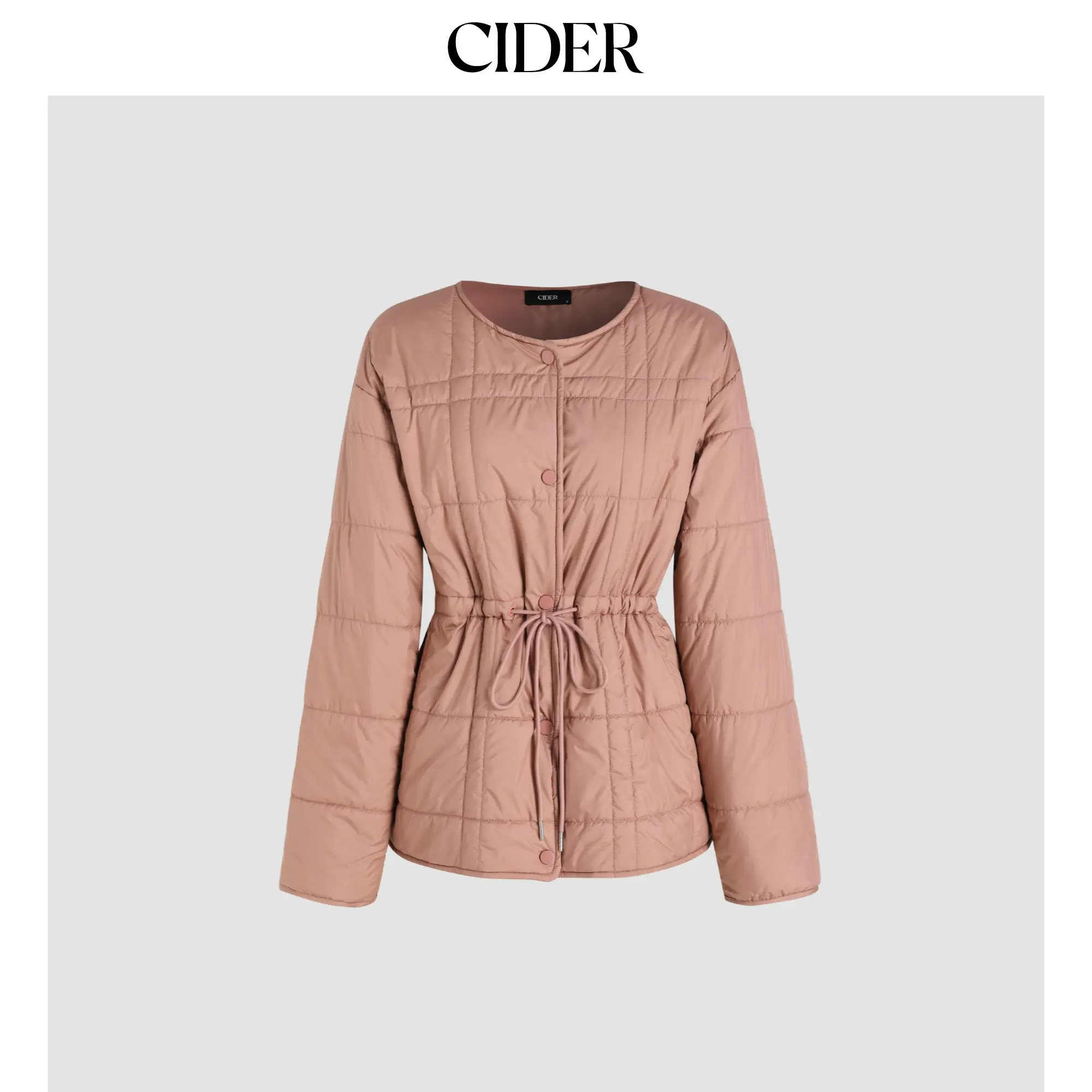 Cider Women's Geometric Button Puffer Quilted Coat, Size 4-10, Outerwear Tops, Coats