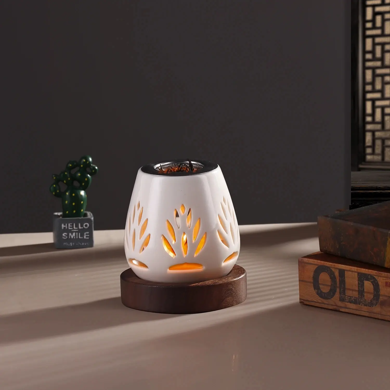 Ceramic Candle Holder Herb Incense Heater Tray, Aromatherapy Diffuser Tea Light Holder Yoga Spa Decorative Accessory, Home Decoration Gift Idea