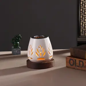 Ceramic Candle Holder Herb Incense Heater Tray, Aromatherapy Diffuser Tea Light Holder Yoga Spa Decorative Accessory, Home Decoration Gift Idea