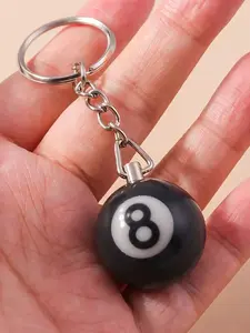 Mini Billiard Keychain, Tree Number Billiard Pendant, Durable Metal Material, Safety Buckle Design, Perfect Gift for Pool Enthusiasts, Stylish Keychain for Bags