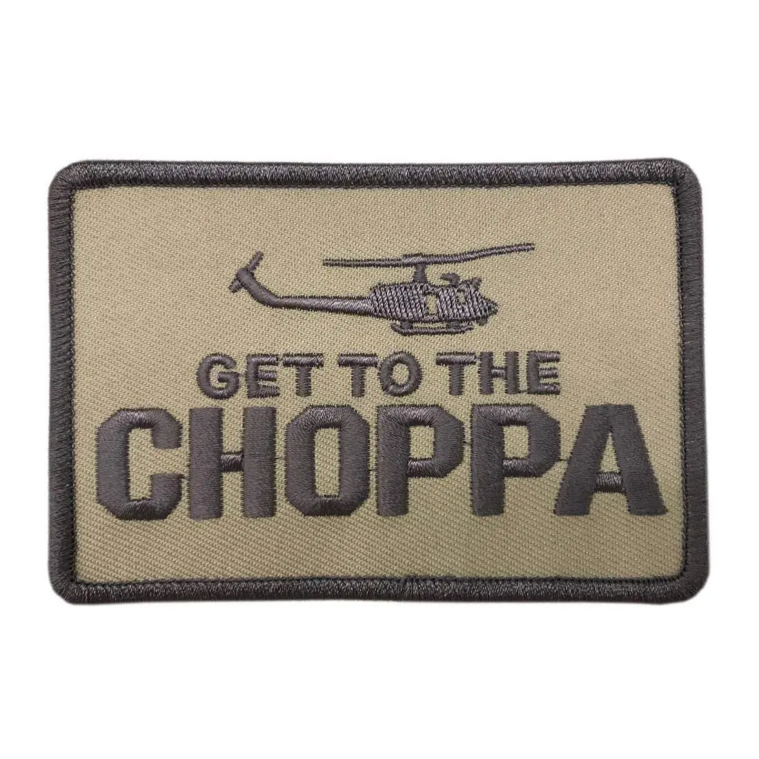 "Get to Da Choppa!" Arnold Predator Movie Tactical Hook Patch [3.75 X 2.5 -PM-3]