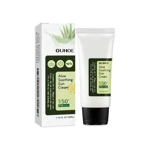 OUHOE Aloe Soothing Sun Cream, UVA UVB Protection Sunscreen, Hydrating Refreshing Sunblock, Moisturizing Brightening For Face & Body