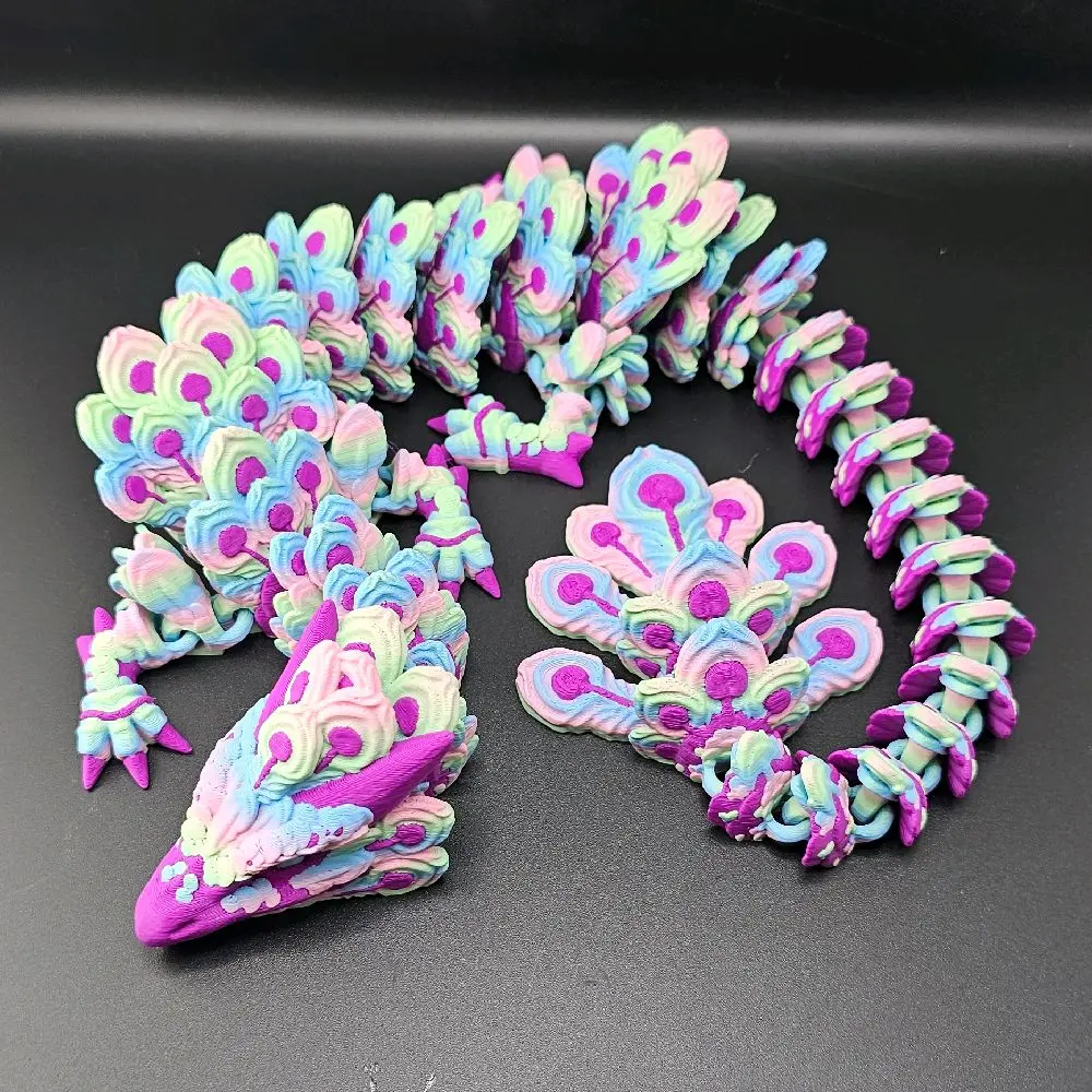 Peacock Dragon 3d printed 22 inches - Colorful designs