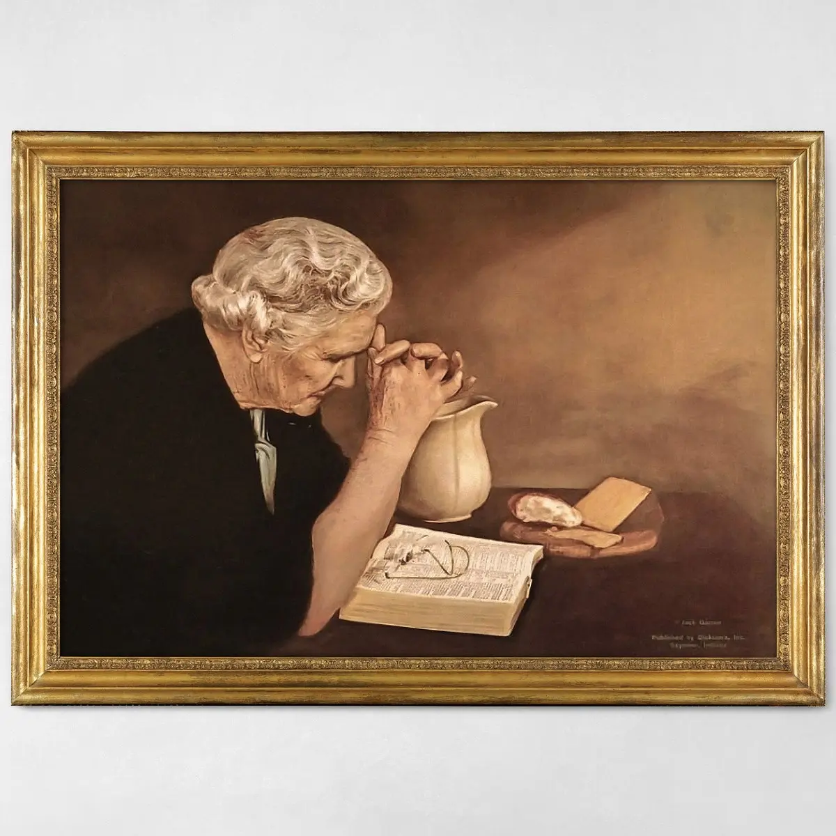 Praying to Jesus Wall Art – Elderly Woman with Bread – Eric Enstrom “Grace” Print – Christian Faith & Gratitude Decor – Unframed Fine Art Poster, 5 size, 8x12 to 27x40 inch