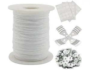 Candle Wick Roll, RAPUDA 200 Ft 24 PLY Braided Wick Spool, 2 Pcs Metal Candle Wick Holders,100 Pcs Metal Sustainer Tabs, 60 pcs Candle Thread Stickers