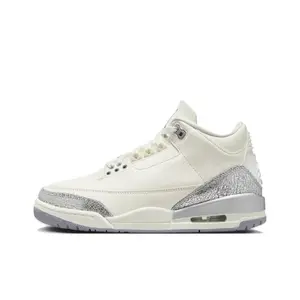 NIKE Air Jordan 3 Retro 'Sail Metallic Silver' Women's Stylish Sneaker - Casual Walking Athletic Trainer Runner Sports Footwear