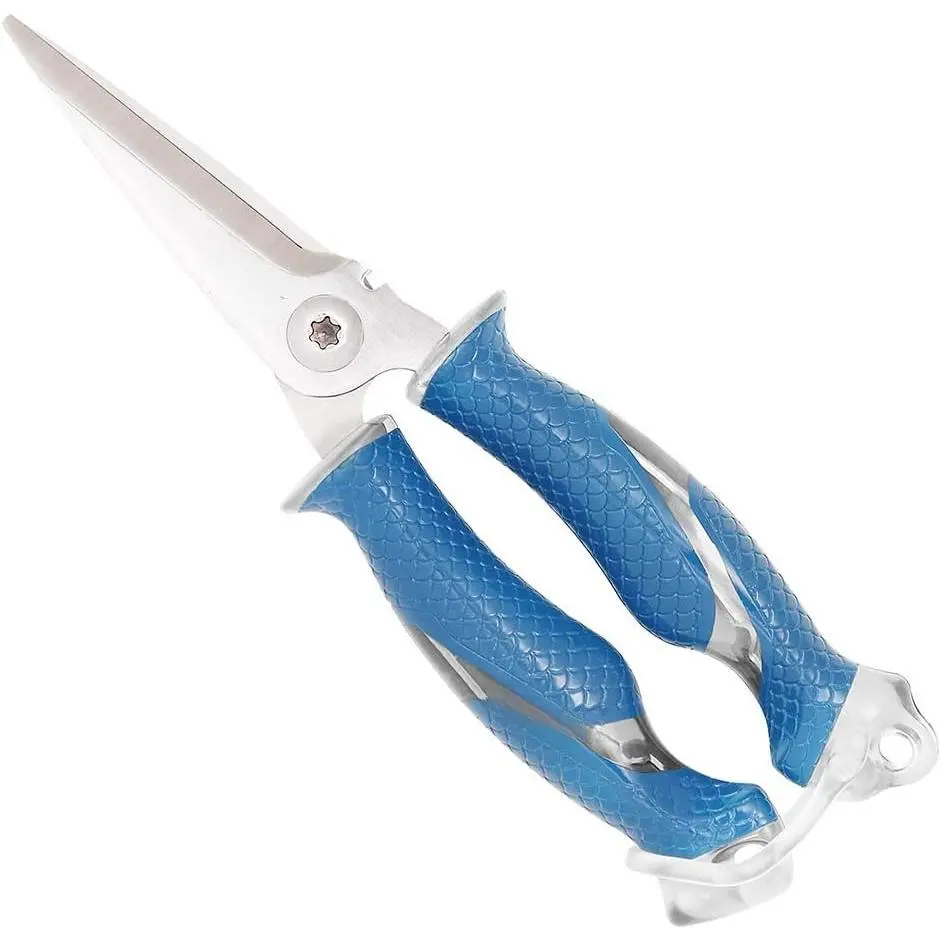8 in Heavy-Duty Fishing Scissors - Full Tang Grip, Titanium Bonded Stainless Steel, Micro Serrated Blade, Internal Spring, Corrosion Resistant, Enhanced Cutting Performance, Cuts Fishing Braid/Line/Mono, Fits Sheath #1818, Saltwater Use