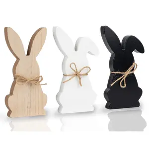 Easter Bunny Wooden Table Centerpiece Signs 3 pcs Rustic Tiered Tray Decor Farmhouse Decor for Easter Gifts easter  decorations