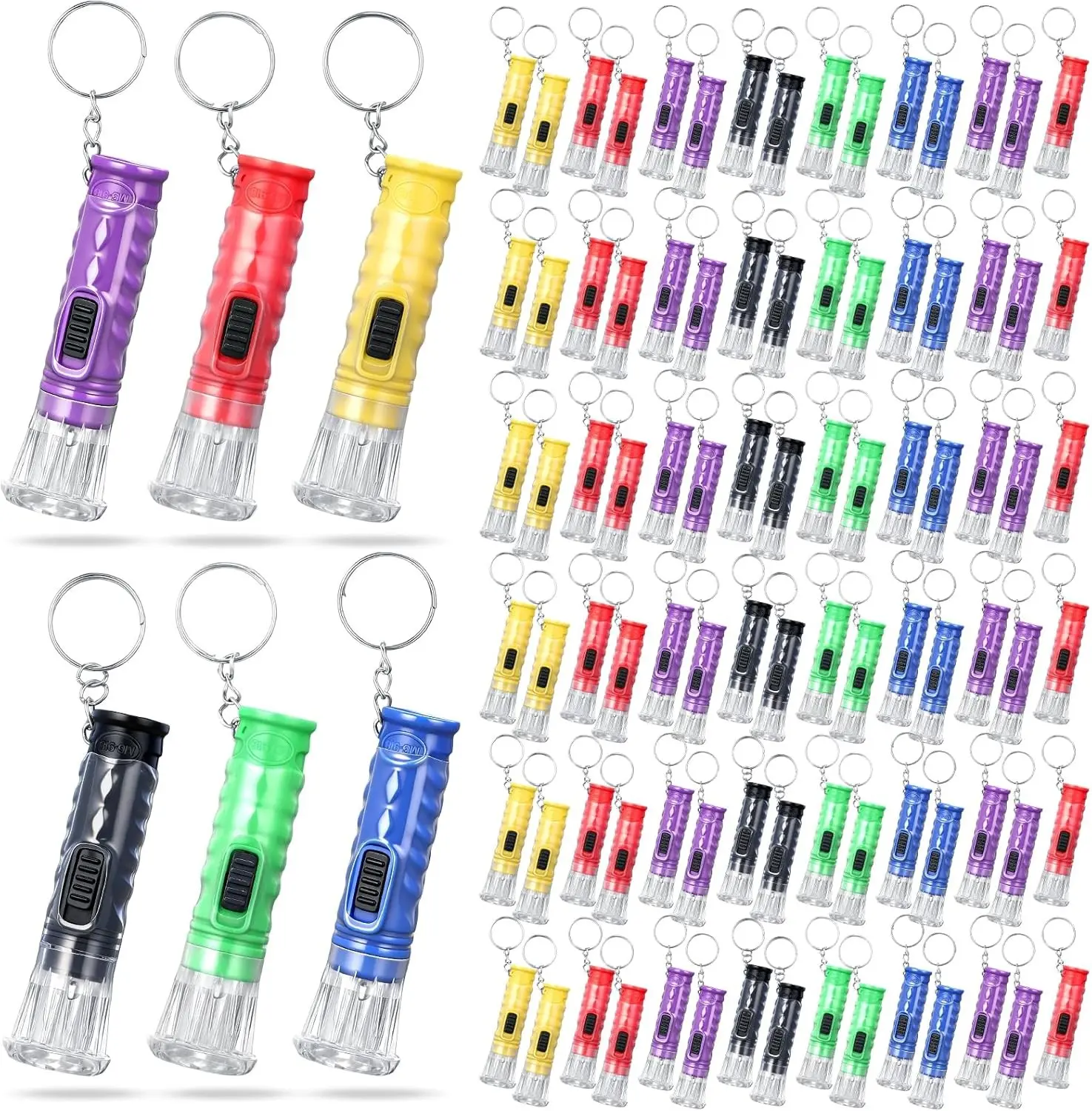 100 Pcs Mini Flashlight Keychain Bulk Torch Keyring Flashlights LED Small Keychain Light Hiking Camping Christmas Party Favors(Mix Color)