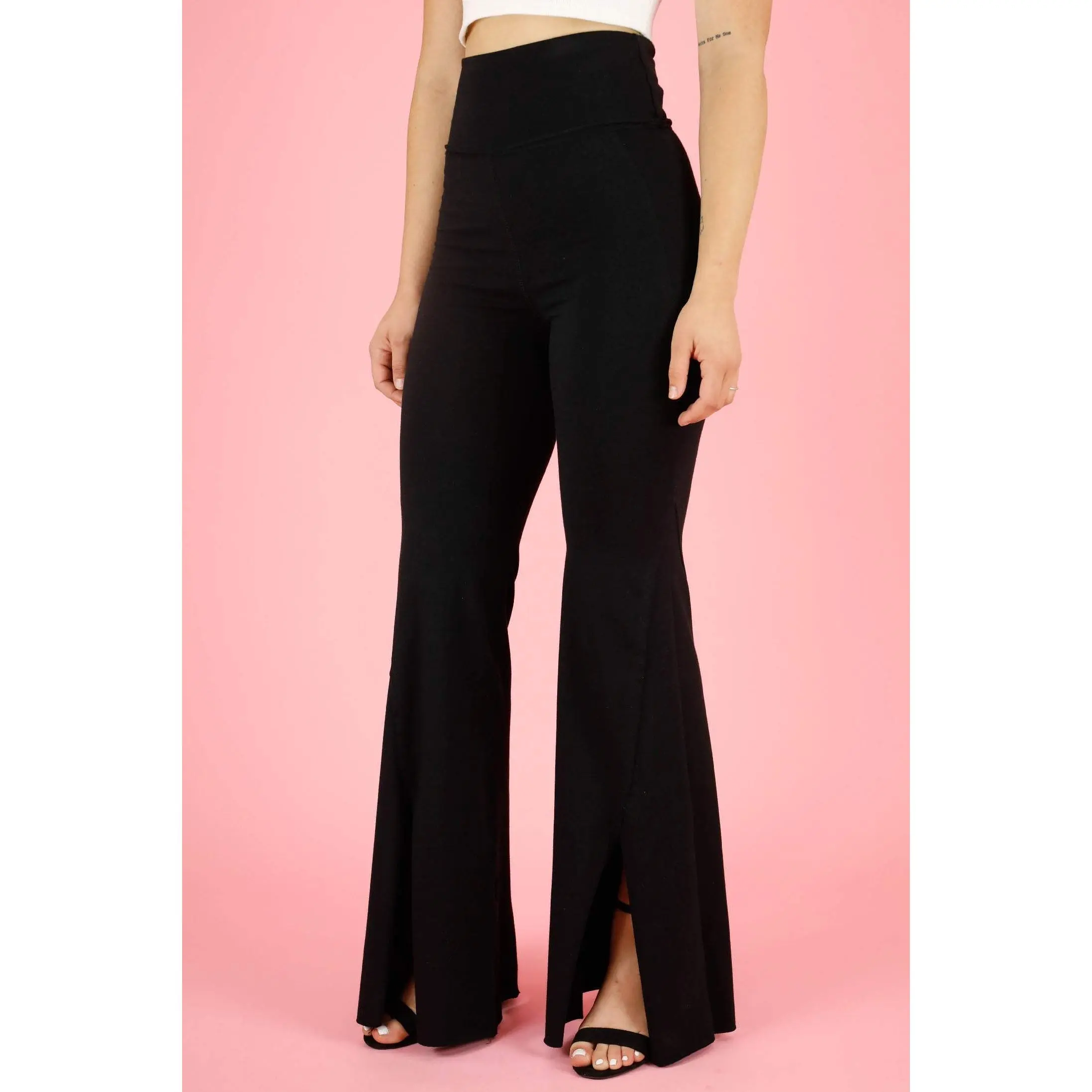 Premium comfort cotton front-split flare high-rise leggings