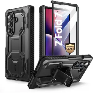 Armorbox for  Galaxy Z Fold 7 Case with Stand [Tempered Glass Screen Protector] [Hinge Protection] Full- Heavy Duty Rugged Shockproof Protective Case for Z Fold 7 (Black)