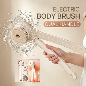 XiyuYouth Electric Body Brush with Dual-Handle | Waterproof Spin Shower Brush for Exfoliating & Bacne | Home SPA Bath Scrubber Set back scrubber for shower Body Care Tool
